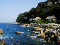 Indonésie - Bintan - Banyan Tree Bintan - Vue extérieure des Villa on the Rocks