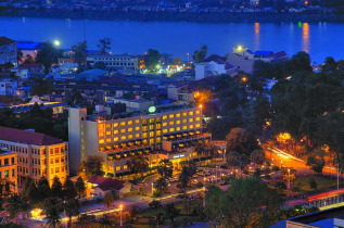 Cambodge - Phnom Penh - Sunway Hotel Phnom Penh - Vue nocturne aérienne