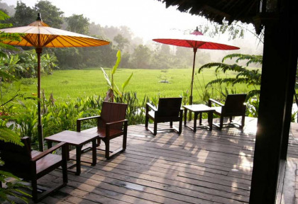 Thailande - Vue du Fern Resort Mae Hong Son depuis la terrasse